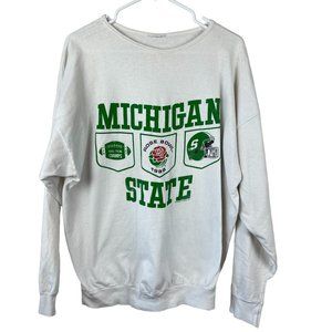 Vintage Michigan State Spartans Rose Bowl 88 Sweatshirt‎ Mens XL White Pullover